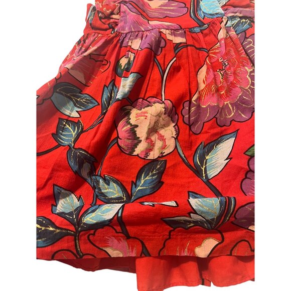 Pippa & Julie Girls Size 2T Floral Ruffle Dress Red Round Neck Sleeveless Excell - Picture 5 of 8